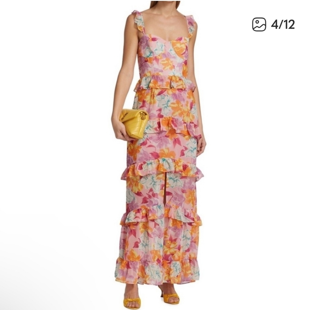 Wayf Floral Ruffle Maxi Dress